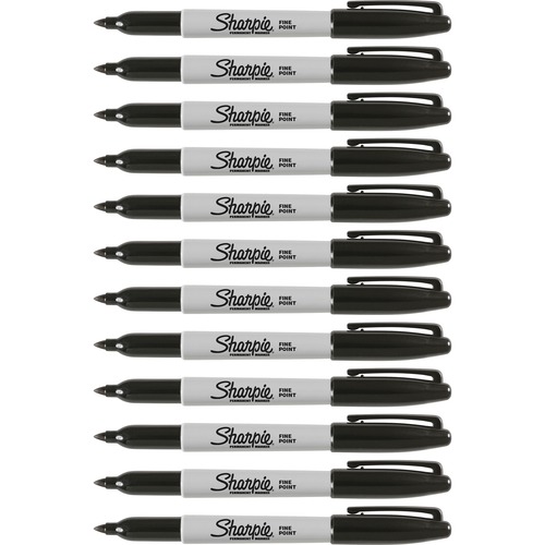 Sharpie Fine Point Permanent Ink Markers - Fine Marker Point - Black Alcohol Based Ink - 12 / Dozen