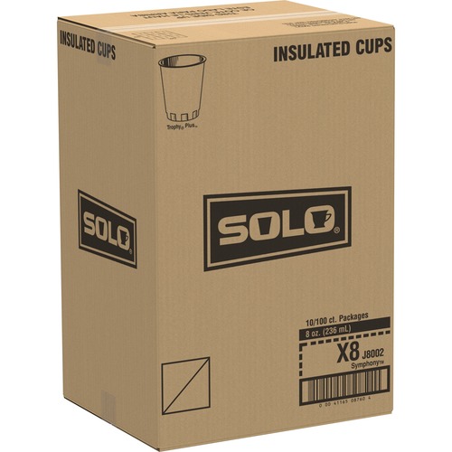 Solo Trophy Plus 8 oz Symphony Insulated Hot/Cold Cups - 100.0 / Pack - 10 / Carton - Beige - Poly, Polyethylene - Coffee, Tea, Cocoa, Hot Drink, Cold Drink