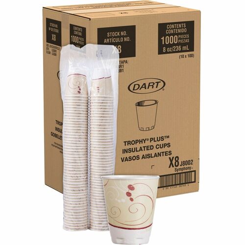 Solo Trophy Plus 8 oz Symphony Insulated Hot/Cold Cups - 100.0 / Pack - 10 / Carton - Beige - Poly, Polyethylene - Coffee, Tea, Cocoa, Hot Drink, Cold Drink