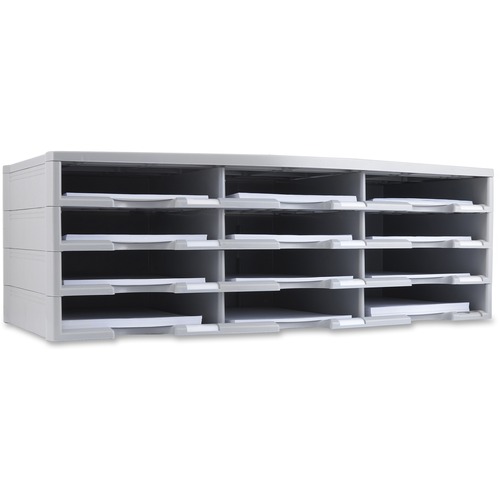 Storex 12-compartment Organizer - 6000 x Sheet - 12 Compartment(s) - 9.50" x 12" - 10.5" Height x 14.1" Width31.4" Length - 100% Recycled - Gray - Polystyrene - 1 Each