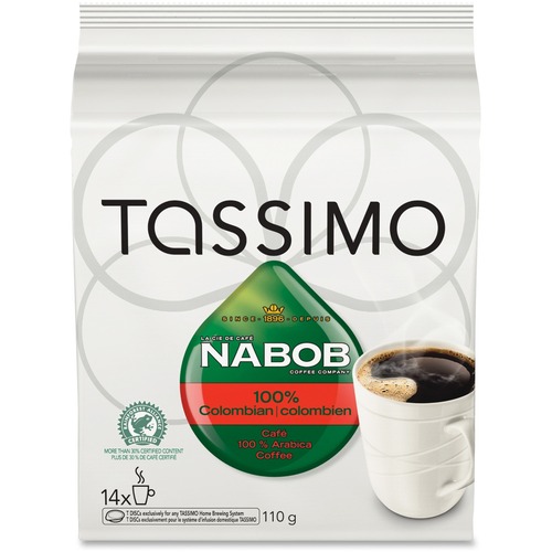 NABOB Tassimo Pods Colombian Coffee Singles Pod - Compatible with Tassimo Brewer - House Blend, Colombian - Medium - 14 T-Disc - 14 / Bag
