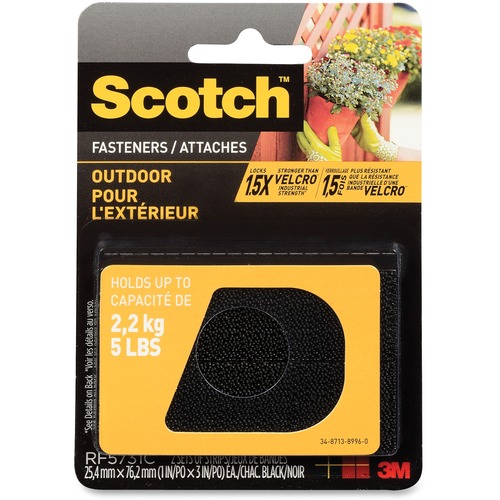 Scotch Outdoor Fasteners - 3" (76.2 mm) Length x 1" (25.4 mm) Width - 1 / Pack - Black