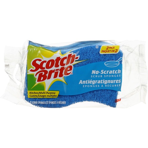 Scotch-Brite All-Purpose Scrub Sponge - 0.8" Height x 2.5" Width x 4.4" Length - 2/Pack - Blue - Sponges & Scouring Pads - MMMSBAS212