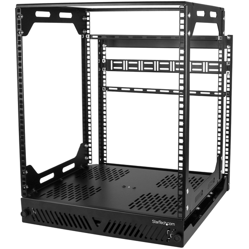 StarTech.com 12U 19" Open Frame Network Rack - Slide Out 4 Post 17" Deep Data/AV/IT/Computer Equipment Rack - Rotating/Pull Out/Pivoting - 12U 19in 4 post open frame network rack installs in built-in cabinet slide/pull out up to 18.7in rotating up to 90 d