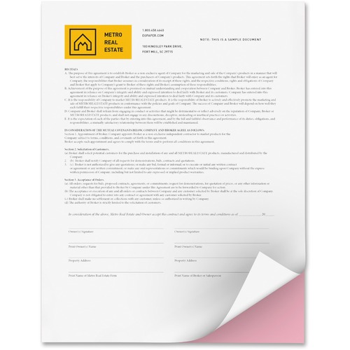 Xerox Bold Digital Carbonless Paper - Letter - 8 1/2" x 11" - 2500 / Carton - Sustainable Forestry Initiative (SFI) - Capsule Control Coating - White, Pink