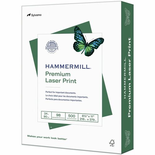 Hammermill Premium Paper for Copy - White - 98 Brightness - Letter - 8 1/2" x 11" - 24 lb Basis Weight - Ultra Smooth - 500 / Ream ( - Ream per Case)FSC