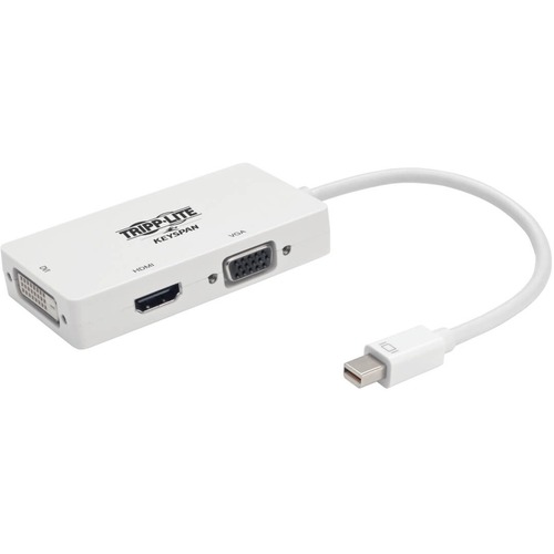 Tripp Lite Mini DisplayPort to VGA/DVI/HDMI Adapter Converter mDP 6in 6" White - DVI/HDMI/Mini DisplayPort/VGA for Notebook, Chromebook, Monitor, Audio/Video Device, Tablet, MacBook, Projector, TV - 6" - 1 x Mini DisplayPort Male Digital Audio/Video - 1 x