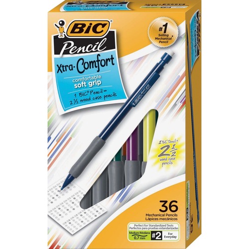 BIC America Matic Grip Mechanical Pencils - #2 Lead - 0.7 mm Lead Diameter - Black Lead - Wood Barrel - 36 / Box