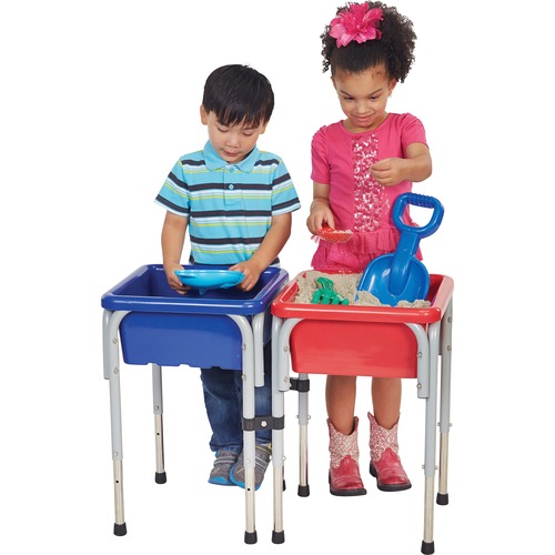 Early Childhood Resources 2 Station Square Sand/Water Table - 30" Height x 14.8" Width - Assembly Required - Blue, Red