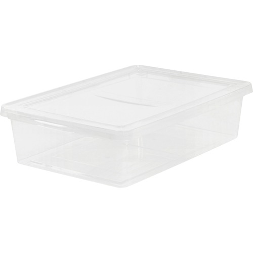 IRIS 28-quart Storage Box - External Dimensions: 24" Width x 16.3" Depth x 6" Height - 7 gal - Snap-in Lid Closure - Stackable - Plastic - Clear - For Clothes, Shoes - 1 Each