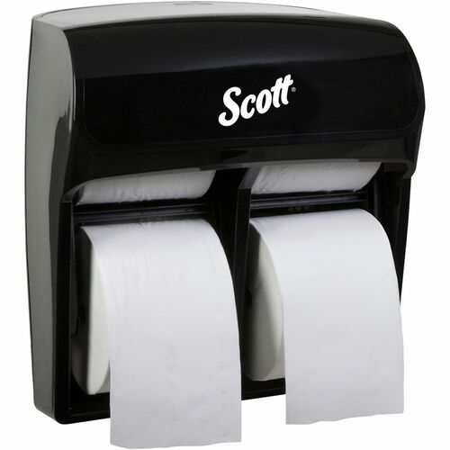 Scott Pro High-Capacity Coreless Standard Roll Toilet Paper Dispenser - Roll Dispenser - 4 x Roll - 12.8" Height x 11.3" Width x 6.2" Depth - Plastic - Black - Compact, Durable - 1 Each