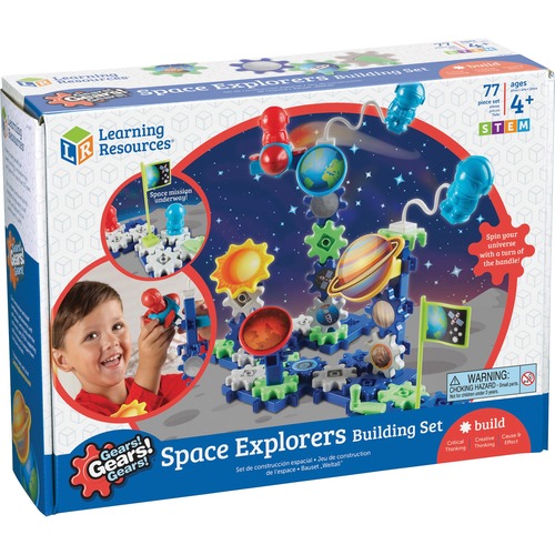 Gears! Gears! Gears! Space Explorers Building Set - Skill Learning: Visual, Counting, Sorting, Matching, Patterning, Problem Solving, Critical Thinking, Sequential Thinking, Cause & Effect, Spatial Relation, Creativity, ... - 4 Year & Up - 77 Pieces - Mul