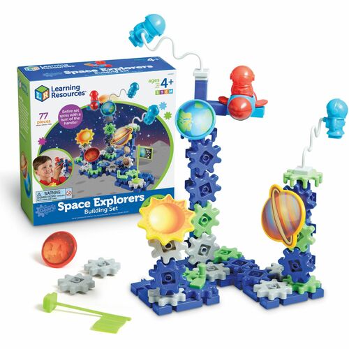 Gears! Gears! Gears! Space Explorers Building Set - Skill Learning: Visual, Counting, Sorting, Matching, Patterning, Problem Solving, Critical Thinking, Sequential Thinking, Cause & Effect, Spatial Relation, Creativity, ... - 4 Year & Up - 77 Pieces - Mul