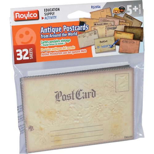 Roylco Antique Post Cards - Theme/Subject: Learning - Skill Learning: History, Exploration, Drawing, Writing - 32 Pieces - 5+ - 32 / Pack