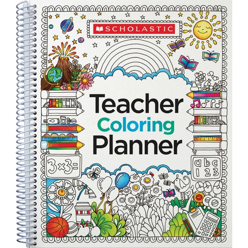 Scholastic Teacher Coloring Planner - Monthly, Weekly - Multi - 11.1" Height x 9.9" Width - 1 Each