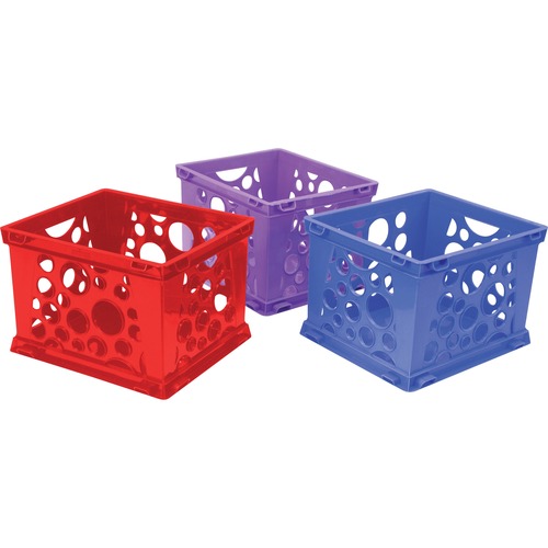 Storex Premium Storage Crate - External Dimensions: 17.3" Length x 14.3" Width x 10.5"Height - Media Size Supported: Legal, Letter - Assorted Bright - For Classroom Supplies, File Folder - 3 / Carton