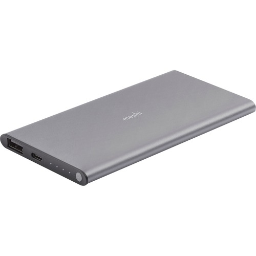 Moshi IonSlim 5K USB-C Portable Battery, Ultra-thin, 5000 mAh, USB-C and USB-A, Aluminum Construction - For Smartphone, Mobile Device, USB Device, iPhone, Mobile Phone, Tablet PC - Lithium Polymer (Li-Polymer) - 5150 mAh - 3 A - 5 V DC Output - 5 V DC Inp