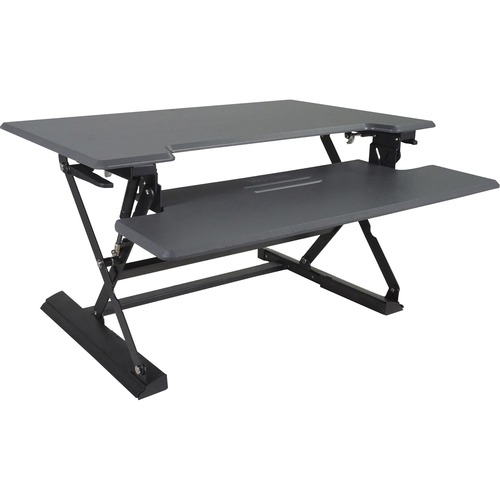Victor High Rise Height Adjustable Standing Desk with Keyboard Tray (36" , Gray) - Gas Spring System Transforms Sit-Down Desk into a Stand-Up Desk - Multiple Height Adjustments Up To 21"H - Worksurface Measures 36" Wide x 23" Deep - Keyboard Tray Measures