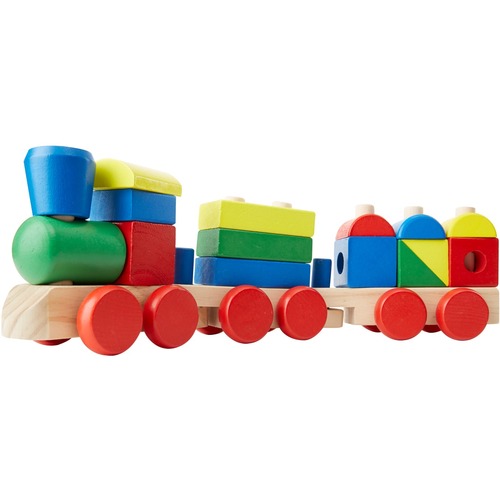 Melissa & Doug Stacking Train - Skill Learning: Motor Skills, Stacking, Creativity, Building, Cooperation, Eye-hand Coordination, Shape, Thinking, Geometry, Color, Problem Solving, ... - 2-4 Year - Multicolor