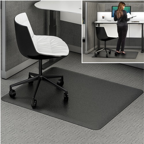 Deflecto Ergonomic Sit?Stand Chair Mat 46" x 60" - Hard Floor, Carpet - 60" (1524 mm) Length x 46" (1168.40 mm) Width - Rectangle - Black