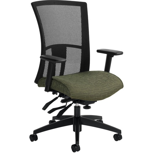 Global Vion Mesh High Back Multi-Tilter - Green Olive Seat - Black Back - High Back - 5-star Base - 1 Each