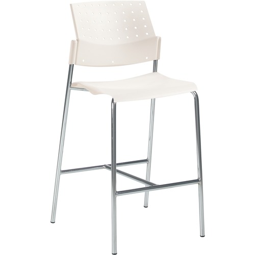 Global Sonic Armless Bar Stool, Polypropylene Seat & Back (6558) - Ivory Clouds Polypropylene Seat - Ivory Clouds Polypropylene Back - Steel Frame - Four-legged Base - No - 1 Each - Stools & Drafting Chairs - GLB6558IVC