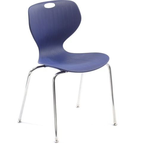 MITYBILT Rave Chair - Silver Frame - Four-legged Base - Navy - Plastic - Educational Seating - MYBRV12NVY
