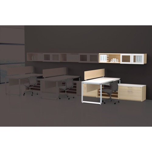Links Business Furniture Solo Workstation - 29" Height x 72" Width x 72" Depth - True White, Riviera Maple