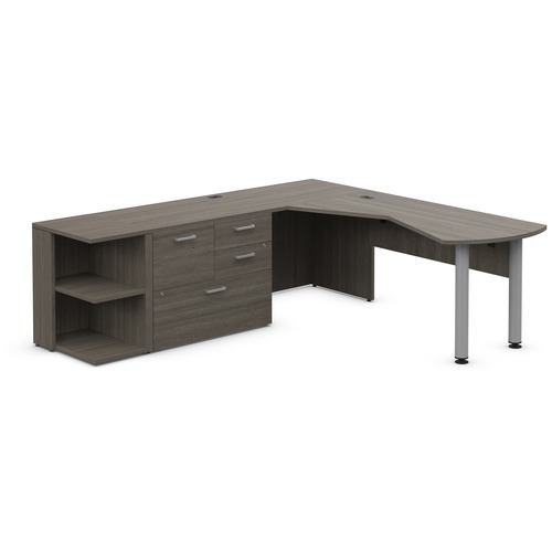Offices To Go Ionic MLP634 Office Furniture Suite - 1" Top - File Drawer(s) - Material: Polyvinyl Chloride (PVC) Edge - Finish: Absolute Acajou, Thermofused Laminate (TFL), Tungsten Post