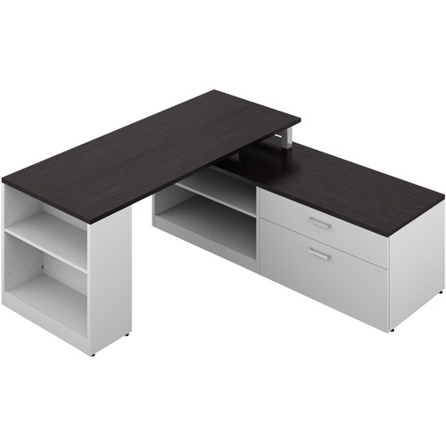 Offices To Go Ionic MLP237 Office Furniture Suite - 30" Desk - Box Drawer(s), File Drawer(s) - Material: Steel - Finish: Dark Espresso, White, Laminate Top, Laminate Desk - Contemporary - Laminate - GLBMLP237DESDWTN