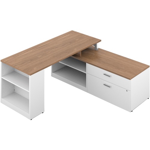 Offices To Go Ionic MLP237 Office Furniture Suite - 30" Desk - Box Drawer(s), File Drawer(s) - Material: Steel - Finish: Winter Cherry, White, Laminate Top, Laminate Desk