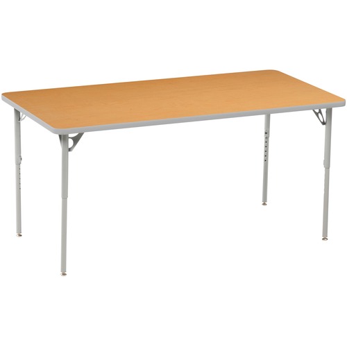 MITYBILT Aktivity Rectangle - High Pressure Laminate (HPL) Rectangle, Maple Top - Silver Four Leg, Powder Coated Base - 60" Table Top Length x 24" Table Top Width x 1" Table Top Thickness - 30" Height