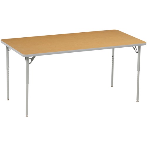 MITYBILT Aktivity Rectangle - High Pressure Laminate (HPL) Rectangle, Maple Top - Silver Four Leg, Powder Coated Base - 72" Table Top Length x 24" Table Top Width x 1" Table Top Thickness - 30" Height