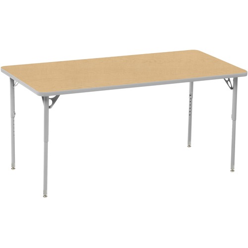 MITYBILT Aktivity Rectangle - High Pressure Laminate (HPL) Rectangle, Maple Top - Silver Four Leg, Powder Coated Base - 4 Legs - 60" Table Top Length x 30" Table Top Width x 1" Table Top Thickness - 30" Height