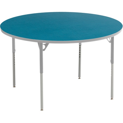 MITYBILT Aktivity + Round - Blueberry Round, High Pressure Laminate (HPL) Top - Silver Four Leg, Powder Coated Base - 4 Legs x 1" Table Top Thickness x 30" Table Top Diameter - 30" Height