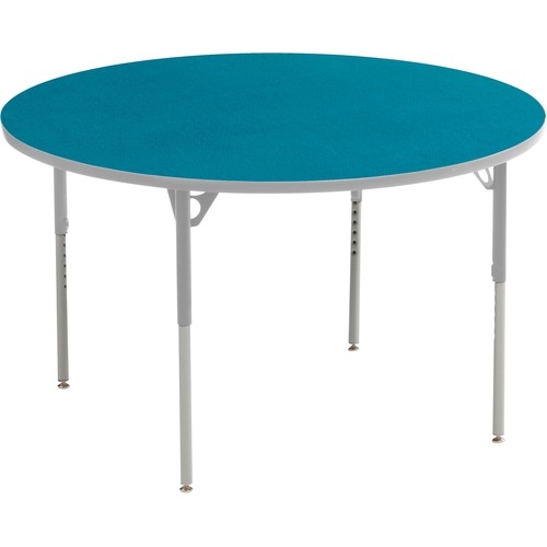 MITYBILT Aktivity + Round - Blueberry Round, High Pressure Laminate (HPL) Top - Silver Four Leg, Powder Coated Base - 4 Legs x 1" Table Top Thickness x 36" Table Top Diameter - 30" Height