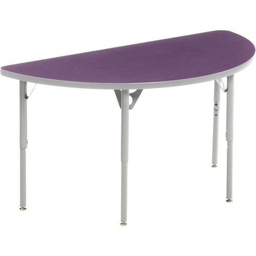 MITYBILT Aktivity 180 - Plum D-shaped, High Pressure Laminate (HPL) Top - Silver Four Leg, Powder Coated Base - 4 Legs - 60" Table Top Length x 30" Table Top Width x 1" Table Top Thickness - 30" Height