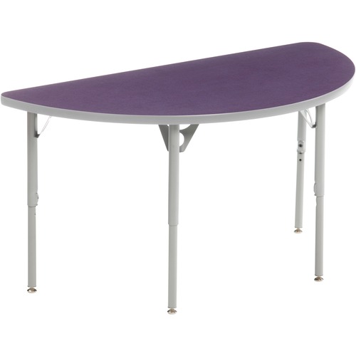 MITYBILT Aktivity 180 - Plum D-shaped, High Pressure Laminate (HPL) Top - Silver Four Leg, Powder Coated Base - 4 Legs - 72" Table Top Length x 36" Table Top Width x 1" Table Top Thickness - 30" Height