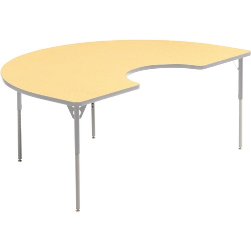 MITYBILT Aktivity Kidney - Lemon Kidney-shaped, High Pressure Laminate (HPL) Top - Silver Four Leg, Powder Coated Base - 4 Legs - 60" Table Top Length x 36" Table Top Width x 1" Table Top Thickness - 30" Height