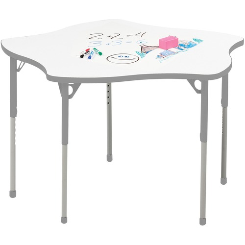 MITYBILT Conekt Wave - High Pressure Laminate (HPL) Wave Top - Powder Coated Base - 5 Legs x 1" Table Top Thickness x 48" Table Top Diameter - 42" Height - White, Silver