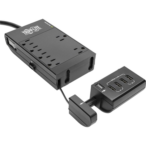 Picture of Tripp Lite Protect It! 6-Outlet Surge Protector 4 USB Ports 6 ft. Cord 1080 Joules Diagnostic LED Black Housing