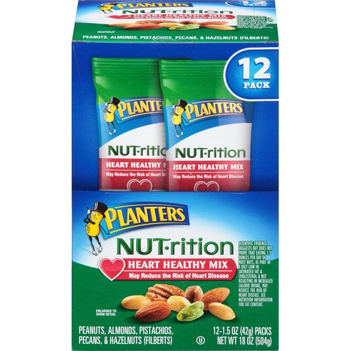 Planters NUT-rition Heart Healthy Mix, 12 - 1.5 oz Bags - Box - 12 / Pack