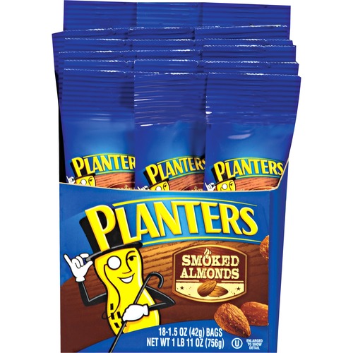 Planters Smoked & Salted Almonds, 18 - 1.5 oz Bags - Almond - Box - 18 / Pack