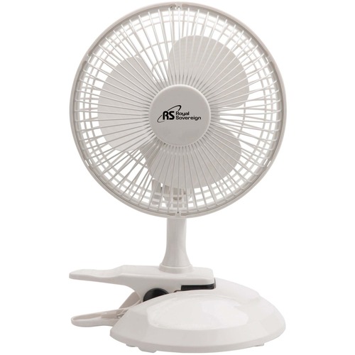 Royal Sovereign 6" Table/Clip-On Fan - 152.4 mm Diameter - 2 Speed - Clip-on, Safety Grill, Adjustable Tilt Head - White