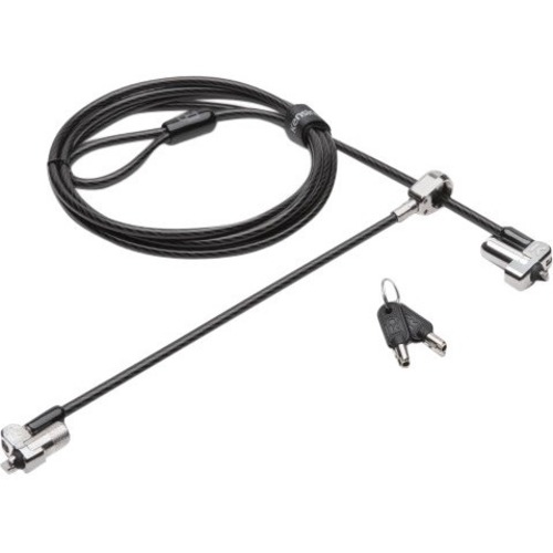 Kensington N17 Keyed Dual Head Laptop Lock for Dell Devices - Master Keyed - 6 ft (1.83 m) Cable - Master Keyed Lock - Silver - Carbon Steel, Plastic - For Notebook, Tablet