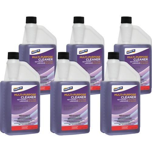 Genuine Joe Lavender Concentrated Multipurpose Cleaner - Concentrate - 32 fl oz (1 quart) - Lavender Scent - 6 / Carton - Butyl-free, Phosphate-free, Spill Proof - Purple