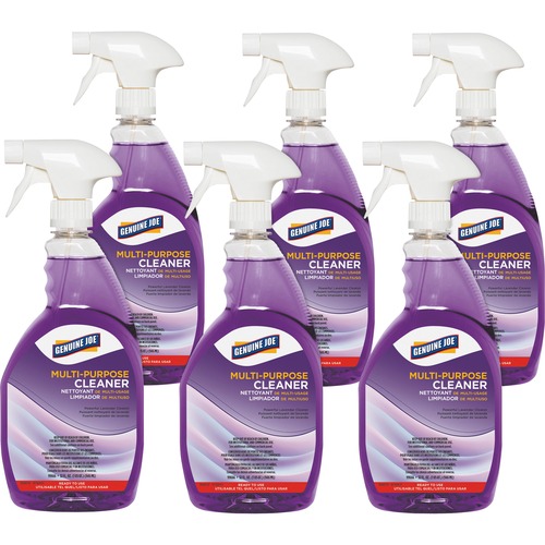 Genuine Joe Multi-purpose Cleaner - For Kitchen - Ready-To-Use - 32 fl oz (1 quart) - Lavender Scent - 6 / Carton - Deodorize, Long Lasting, Butyl-free, Phosphate-free - Purple
