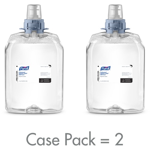 PURELL® FMX-20 HEALTHY SOAP™ Mild Foam Refill - Fragrance-free ScentFor - 67.6 fl oz (2 L) - Dirt Remover, Kill Germs - Hand, Skin - Moisturizing - Clear - Dye-free, Bio-based - 2 / Carton