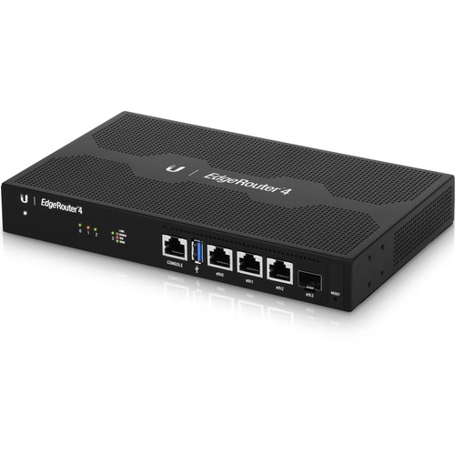 Ubiquiti ER-4 Router - 3 Ports - 3 RJ-45 Port(s) - Management Port - 1.0 SFP (mini-GBIC) Slots - 1 GB - Gigabit Ethernet - 1U - Rack-mountable, Wall Mountable - 1 Year