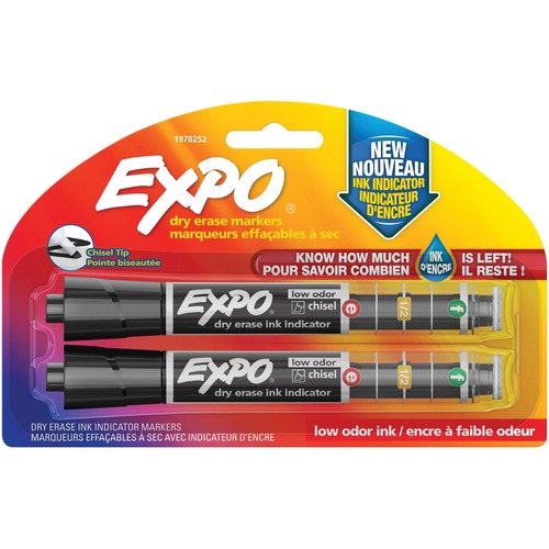 Expo Dry Erase Marker - Bold Marker Point - Chisel Marker Point Style - Black Alcohol Based Ink - 2 / Pack - Dry Erase Markers - SAN11564